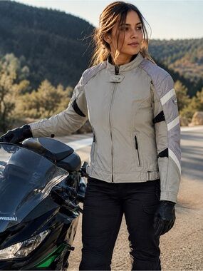 Cortech LRX Women’s Textile Motorcycle Jacket Gray Armored Riding Jacket XL 14-1